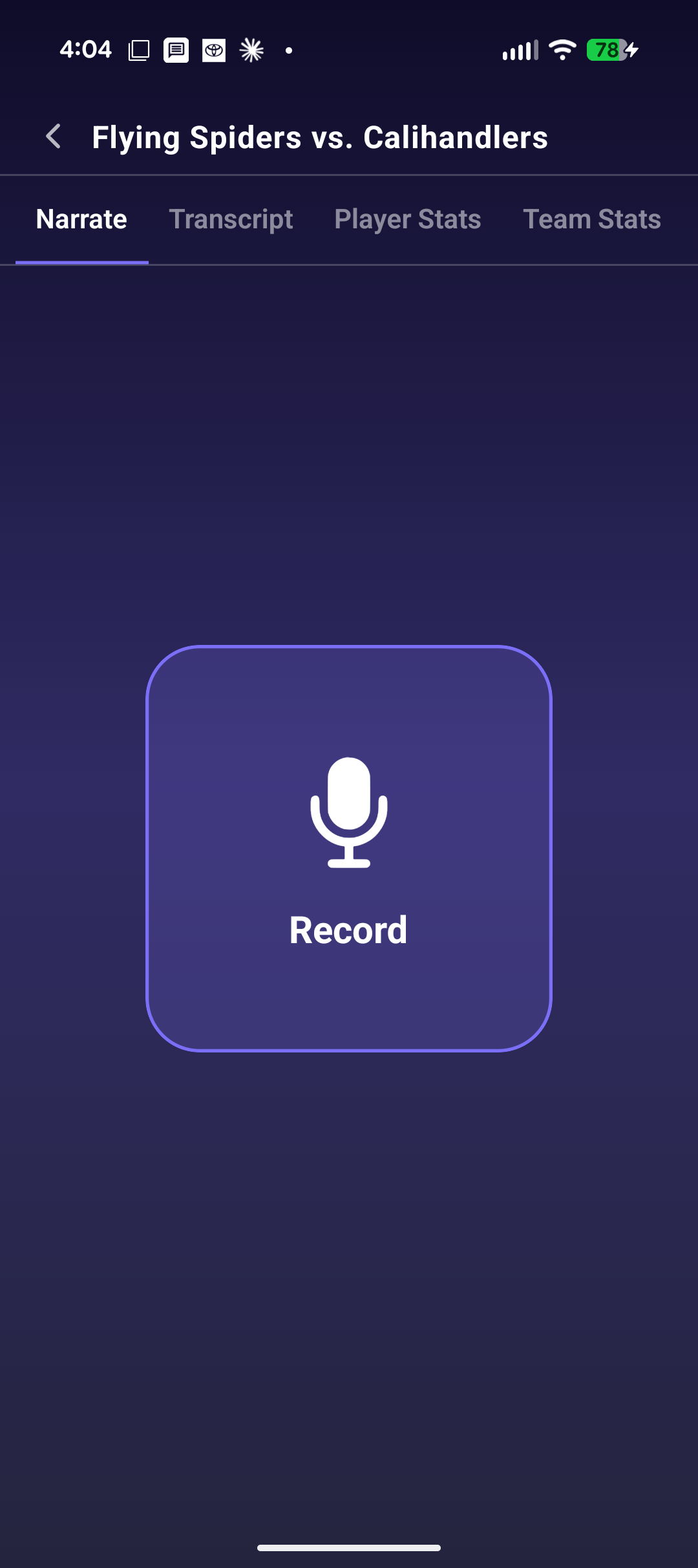 VoxStat recording screen
